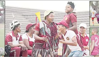  ?? (Pics: Courtesy and Sanele Jele) ?? Manzini Wanderers and Ezulwini United could not be separated after a nail-biting MTN Premier League relegation six-pointer at King Sobhuza II Memorial Stadium in Nhlangano. The game ended in a 1-all draw.