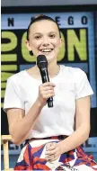  ?? CHRIS DELMAS/GETTY IMAGES ?? Actress Millie Bobby Brown says shaving her head for her role as Eleven on Stranger Things was the best thing she ever did.