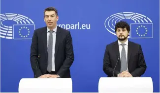  ?? ?? MEPs Dragos Tudorache and Brando Benifei, who were leading on the AI Act in the parliament.