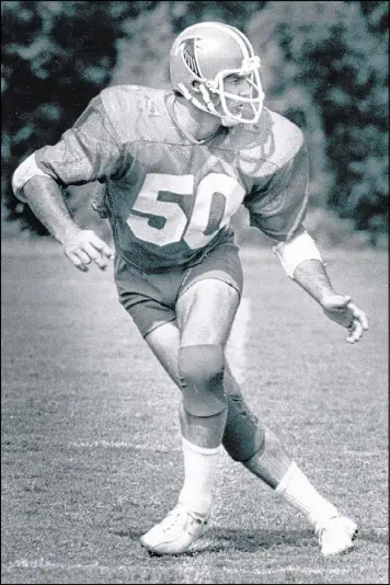  ?? AJC FILE PHOTO ?? Outside linebacker Greg Brezina spent 11 seasons with the Falcons and played for the franchise’s first playoff team in 1978. He retired a year later.