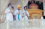  ?? SAMEER SEHGAL/HT ?? Akal Takht jathedar Giani Harpreet Singh with other Sikh clergymen pronouncin­g the verdict on pardon granted to former SAD minister Sucha Singh Langah, in Amritsar on Tuesday.