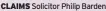  ?? ?? CLAIMS Solicitor Philip Barden