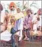  ?? PTI ?? Farmers during their 'Kisan Sansad' at Jantar Mantar in New Delhi on July 28.