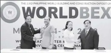  ??  ?? In photo (from left) are architect Francisco Flamenano Jr., WSI executive director; Michael Magsalin and Lirio Castañeda from Puyat Steel and Joseph Ang, WSI founding chairman.