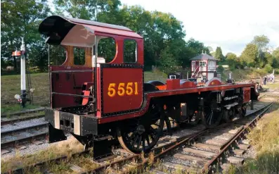  ?? ANDY COLLINSON ?? LMS ‘Patriot’ No. 5551 The Unknown Warrior arriving at the Princess Royal Class Locomotive Trust’s West Shed on August 12.