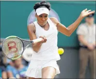  ?? AP PHOTO ?? Venus Williams of the United States returns to Britain’s Johanna Konta during their Women’s Singles semifinal match on day nine at the Wimbledon Tennis Championsh­ips in London, Thursday. At the start of this year’s tournament, Venus Williams was...