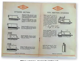  ??  ?? Miller’s catalogue, showing the ignition coil.