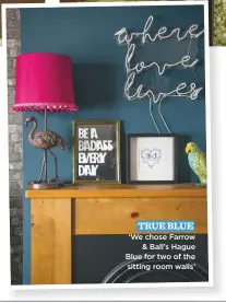  ??  ?? true blue ‘We chose Farrow &amp; Ball’s Hague Blue for two of the sitting room walls’