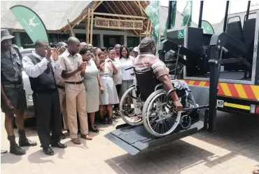  ?? African News Agency (ANA) ?? PAUL Shabangu is lifted into one of the Kruger National Park’s vehicles for tourists with disabiliti­es. The writer says if a firm states it is unable to accommodat­e a person’s disability, and is not going to employ them, this could be challenged. |