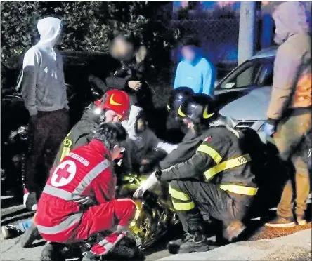  ??  ?? TRAGEDY: Images of the injured receiving treatment outside the club were tweeted by the emergency services