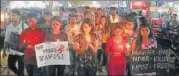  ?? HT PHOTO ?? Girl students of BHU took out a candle march in Varanasi, demanding arrest of the accused in Unnao and Kathua (J&K) rape cases.