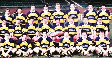  ??  ?? The 2003-4 side: Back row: Ricky Jones, Sam Caven, Josh Nowak, Peter Rolands, Iain Grieve, James Phillips, Jon Coller, Jamie Doubleday. Middle row: John Edwards, Shane Geraghty, Ollie Mansbridge, Jordan Crane, Ryan Davies (capt), Chris Brooker, Kevin Davis, Jamie Thompson. Front row: Cameron Bracewell, Luke Fletcher, James Murray, Henry Mace, Jack Underwood, James Rothwell