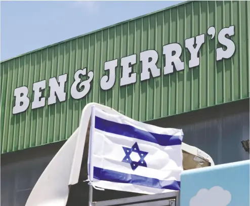  ?? EMMANUEL DUNAND / AFP VIA GETTY IMAGES ?? Despite the pushback from some pension funds in the United States and fierce opposition from the Israeli government, there are other groups which have backed Ben & Jerry’s.