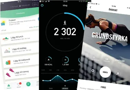  ?? Bild: ?? TRE TIPS. Lifesum, Stepsapp och Nike training club är bra appar att börja ditt nya liv med.