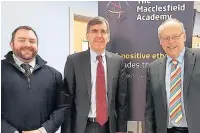  ??  ?? Macclesfie­ld MP David Rutley is supporting headteache­rs including Nic Brindle, left, from Fermain Academy, and Richard Hedge, right, head at Macclesfie­ld Academy