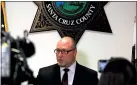  ?? SHMUEL THALER — SANTA CRUZ SENTINEL ?? FBI Special Agent John Bennett speaks Monday about Air Force Sgt. Steven Carillo, accused of killing a sheriff’s deputy Saturday.