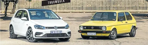  ??  ?? The Volkswagen Golf 7 poses alongside its substantia­lly smaller forebear.