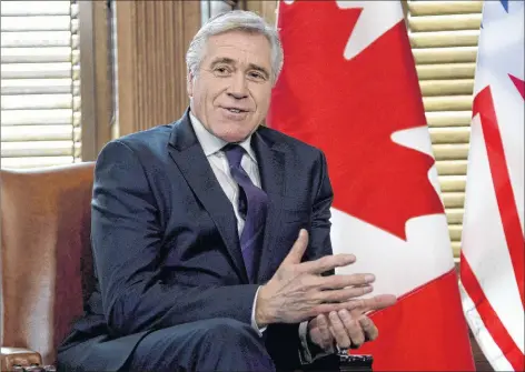  ?? CP PHOTO ?? Newfoundla­nd and Labrador Premier Dwight Ball meets with Prime Minister Justin Trudeau in his office on Parliament Hill in Ottawa in 2018.