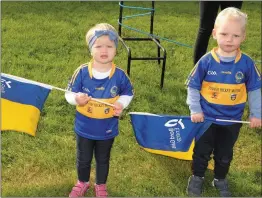  ?? Picture John Tarrant ?? Gia Fleming and Archie O’Connell thrilled to wear the Cullen colours at the Duhallow Junior A Football Championsh­ip Final.