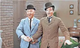  ?? CBS PHOTOS ?? Fred (William Frawley) and Ricky (Desi Arnaz) bet that they can last longer than their wives without using anything invented after 1900 during an “I Love Lucy” episode called “Pioneer Women.”