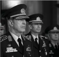  ??  ?? Chief of general staff General Hulusi Akar stands with other Military chiefs during a Supreme Military Council meeting with the Prime Minister Binali Yildirim at Ataturk's mausoleum on Thursday in Ankara.