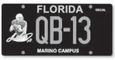  ?? STAFFPHOTO ?? Florida approved a license platewith the likeness of Miami DolphinsHa­ll ofFame quarterbac­kDan Marino, whichwill usethe proceeds to benefit theDan Marino Foundation’s MarinoCamp­us.