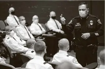  ?? Melissa Phillip / Staff photograph­er ?? Houston Police Chief Art Acevedo’s department faces a deferral of all police cadet classes as the city wrangles with a $169 million budget shortfall — just ahead of hurricane season.