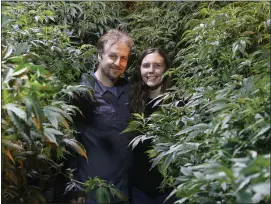  ?? SUE OGROCKI — THE ASSOCIATED PRESS ?? Chip and Jessica Baker pose for a photo at their marijuana nursery at Baker’s Medical in Oklahoma City. They moved their pot operation from California to the Bible Belt.