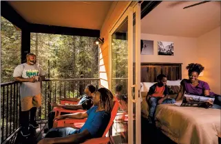  ?? (Photo: courtesy Tenaya Lodge) ?? Tenaya Lodge’s Explorer Cabins are a great option for maintainin­g your “family bubble” while traveling. There are plenty of ways to accomplish distance learning with your kids.