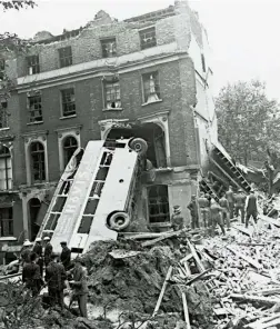  ??  ?? Mornington Crescent in London, after being hit in a German bombing raid in 1940