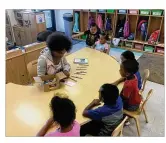  ?? JEREMY P. KELLEY
/ STAFF ?? Students at a Miami Valley Child Developmen­t Centers preschool work on a craft activity with their teacher.