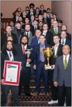  ?? LORIE SHELLEY – SENATE RULES PHOTOGRAPH­Y ?? The Cal Poly Humboldt rugby team, here with Senator McGuire (center) and President Tom Jackson (front right), was honored at the California State Senate on Monday for their National Championsh­ip victory.