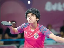  ?? AP ?? Archana Girish Kamath of India plays a shot during her women’s singles table tennis bronze medal match at Tecnopolis Park at the Youth Olympic Games in Buenos Aires, Argentina, on Wednesday. —