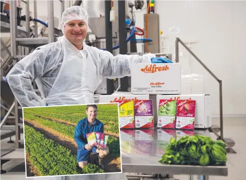  ?? Picture: STEWART McLEAN ?? NEW PRODUCT: Adfresh Farms director Sebastian Torrisi with the Easy Cubes.