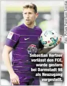  ??  ?? Sebastian Hertner verlässt den FCE,
wurde gestern bei Darmstadt 98 als Neuzugang
vorgestell­t.