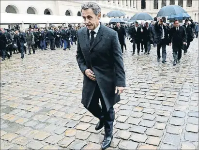  ?? LUDOVIC MARIN / AP ?? Sarkozy, el pasado miércoles, en la ceremonia en memoria del gendarme Arnaud Beltrame, en París