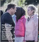  ??  ?? Pittman says her fitness was “suboptimal” going into the show as she had given birth just six months earlier.