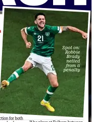  ?? ?? Spot on: Robbie Brady netted from a penalty