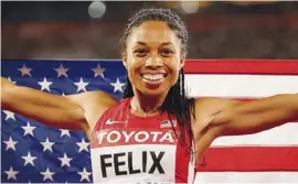  ??  ?? Alyson Felix won her 13th gold medal at the recent World Athletics Championsh­ips in Qatar replacing Usain Bolt (who won 11)