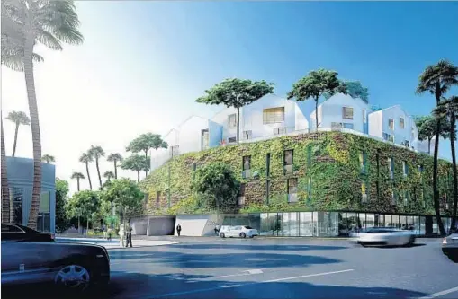  ??  ?? walls, seen here in a rendering of the project in Beverly Hills, will be ground-level businesses below housing. MAD Architects BEYOND THE LIVING