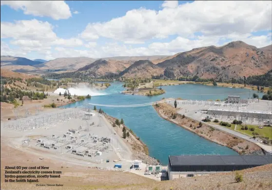  ?? Picture / Simon Baker ?? About 60 per cent of New Zealand’s electricit­y comes from hydro generation, mostly based in the South Island.