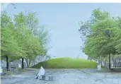  ??  ?? „Der neue Reeser Platz“legt das Kriegerden­kmal einfach unter einen grünen Hügel.
