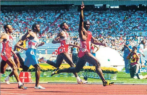  ?? PA IMAGES / GETTY ?? Ben Johnson davant de Carl Lewis, Linford Christie i Calvin Smith el 1988