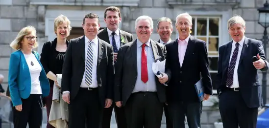  ??  ?? FUTURE: Alan Kelly, pictured third from left, with members of the Labour party outside Leinster House. Photo: Tom Burke