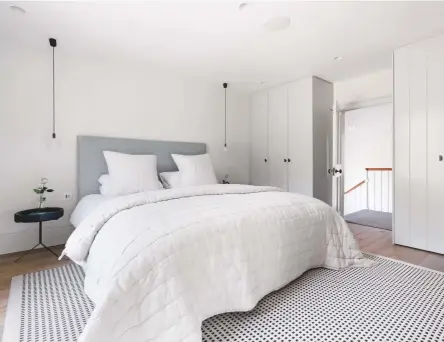  ??  ?? MAIN BEDROOM
Located in the old part of the house, the bedrooms needed judicious planning as no walls could be removed. This simple, relaxing scheme (right) makes good use of the space with a pale palette and well-positioned built-in cupboards.
Piper...