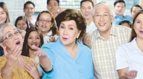  ??  ?? Susan Roces is the perfect choice for the RiteMED commercial in which she gives the background song a lively, delightful swing. The silverhair­ed lady to Susan’s left is… you never guessed who, did you? –– Eva Vivar who was among the early ‘60s/early ’70s singing idols.