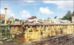  ?? FACEBOOK ?? The demolished Indry Singvarak temple in Kampong Thom. Authoritie­s are considerin­g pursuing legal action over the demolition.