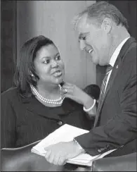  ?? Arkansas Democrat-Gazette/SARAH D. WIRE ?? Arkansas Public Service Commission Chairman Colette Honorable talks with U.S. Sen. Mark Pryor, D-Ark., before testifying Thursday at a Senate committee hearing on her nomination to the Federal Energy Regulatory Commission.