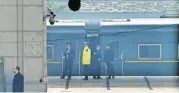  ?? [AP PHOTO] ?? A special train is seen Tuesday at Beijing Railway Station in Beijing. The Chinese government confirmed that North Korean leader Kim Jong Un met with Xi Jinping in his first known trip to a foreign country since he took power.