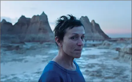  ?? (Searchligh­t Pictures/AP) ?? Frances McDormand stars in director Chloe Zhao’s film “Nomadland” as a woman living rootlessly across the American West after the Great Recession.